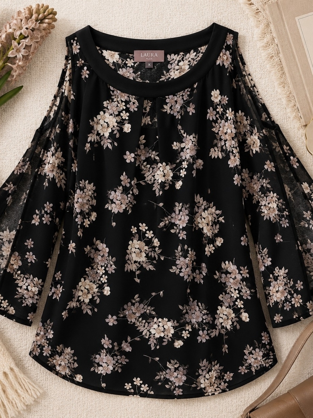 Laura Plus Floral Cold Shoulder Blouse XL